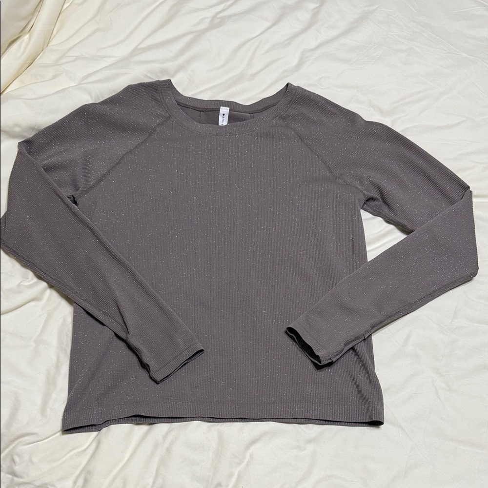 Women's Dark Taupe Long Sleeve Sparkle Athletic Top M